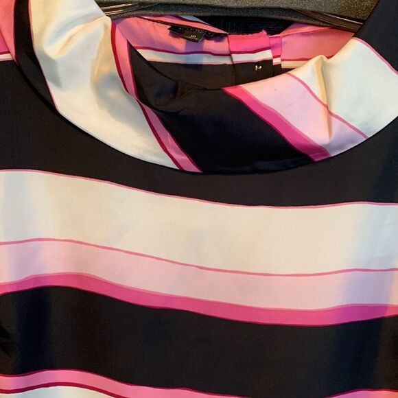 Talbots size 10 sleeveless multicolor striped pink/black blouse - Picture 6 of 9